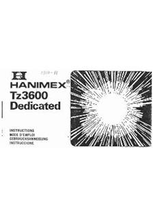 Hanimex TZ 3600 manual. Camera Instructions.